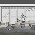 Modern Sofa Coffee Table Combination Multiplayer Sofa Floor Lamp 3d model