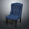 Classic Blue Tufted Accent Chair With Armrests And Dark Wooden Legs Elegant Upholstered Furniture Design