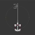 Industrial Metal Mechanical Component With Long Rod Symbolic Top And Red White Base