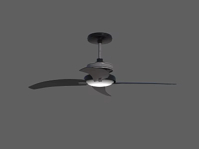Modern Air Conditioner Ceiling Fan With LED Light And Black Blades 3d model