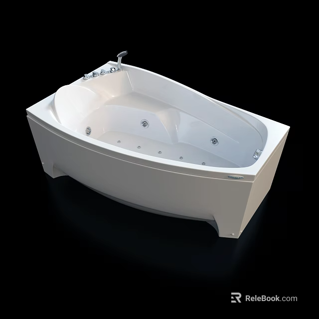Modern White Freestanding Bathtub With Sleek Design And Massage Jets 3d model 