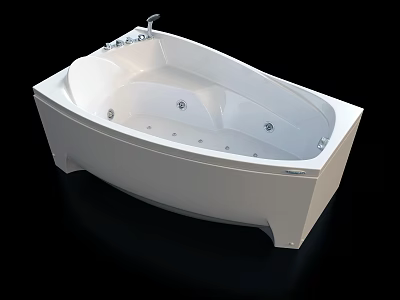Modern White Freestanding Bathtub With Sleek Design And Massage Jets 3d model