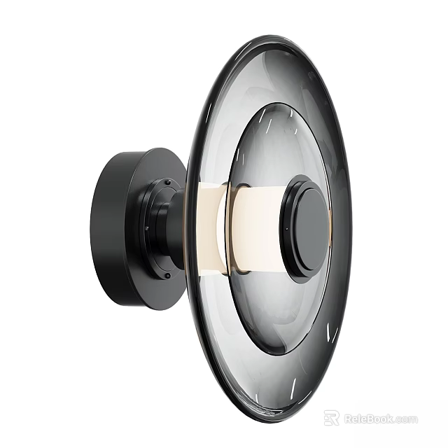 Modern Black and Gold Wall Light with Transparent Glass Shade and Sleek Wall Mounted Design 3d model 