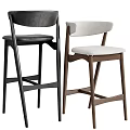 Stylish Contemporary Bar Stools With Wooden Frame And Upholstered Seats In Black And White