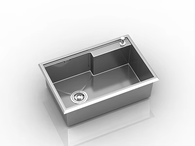 Stainless Steel Single Bowl Kitchen Sink With Modern Design And Drain 3d model