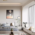 Modern Kids Room With Bed Desk Chair Teddy Bear Rug Decorative Poster And Ceiling Light
