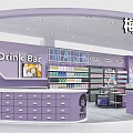Purple Themed Pop up Makeup Store With Drink Bar And Cosmetic Products 3d model