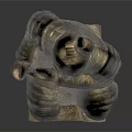 Ancient Terracotta Warrior Sculpture In Kneeling Pose With Detailed Armor And Traditional Craftsmanship