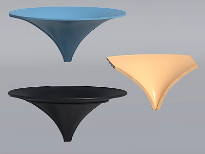 Funnel Shaped Decorative Objects in Blue Black and Beige Colors 3d model