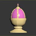 Ornate Pink And Gold Weapon Featuring Spherical Shape Spiked Top And Golden Base
