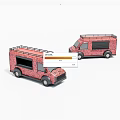 Two Decorative Toy Vans With Red Pattern Design And Roof Racks