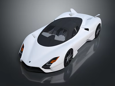 White Modern Sports Car With Sleek Body Black Roof And Aerodynamic Sporty Design 3d model