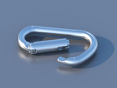 Silver Metal Carabiner With Secure Locking Design For Outdoor Activities 3d model