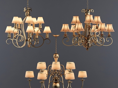 Simple European-style chandelier lamp combination 3d model