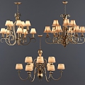 Simple European-style chandelier lamp combination 3d model