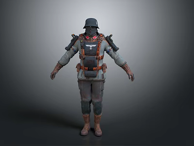 Military Character Model With Armored Outfit Helmet And Tactical Gear 3d model