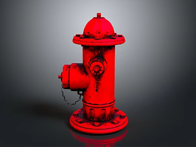 Red Fire Hydrant With Classic Design And Rustic Texture On Dark Background 3d model