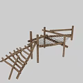 Outdoor Wooden Kids Climbing Frame With Ladder And Net Structure