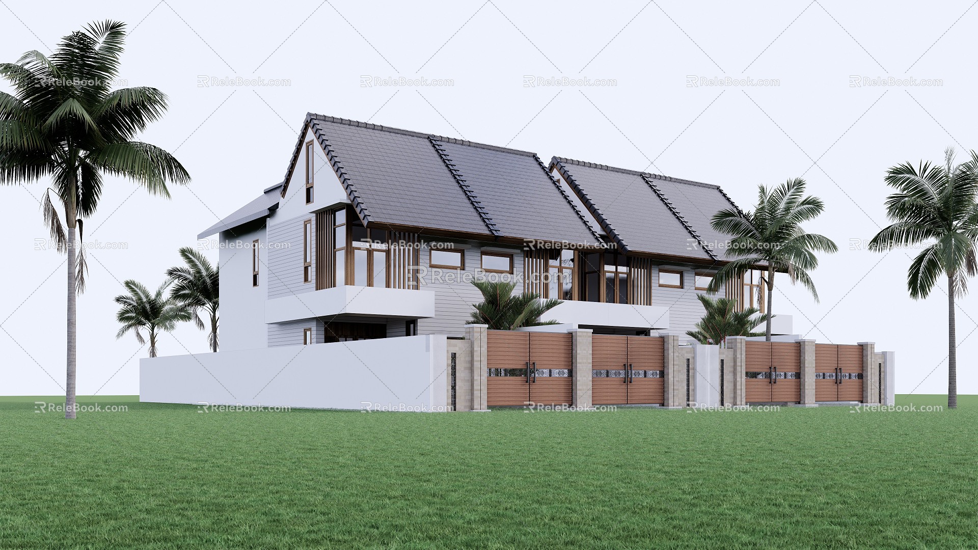 Modern townhouse architecture 3d model