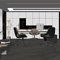 Modern Office Interior Open Layout With White Walls Gray Sofa Desk Chairs And Plants