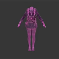 Woman In School Uniform With Pleated Skirt Black Stockings Tactical Vest And Long Sleeve Coat