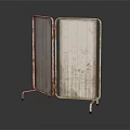 Open Rusted Metal Screen with Foldable Design Stand in Dark Background 3d model