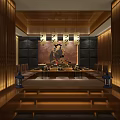 Traditional Japanese Private Room With Wooden Decor Tatami Mat Traditional Painting And Warm Lighting