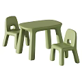 Green Plastic Kids Table and Chairs Set with Simple Design for Indoor Use