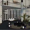 Spacious Modern Hotel Lobby Interior Design With Chandelier Sofa Area And Green Plants
