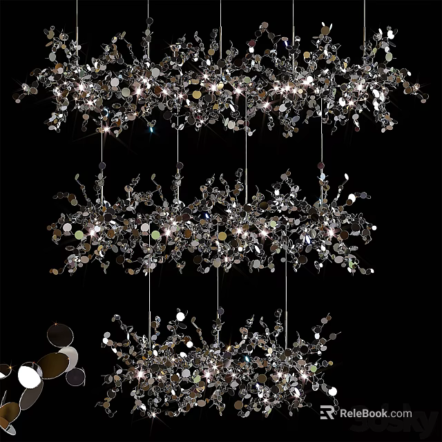 Sparkling Multi Tier Modern Chandelier With Crystal Elements And Decorative Design 3d model 