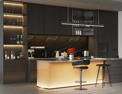Modern Bar Water Bar Restaurant Bar Chair Acrylic Bar 3d model