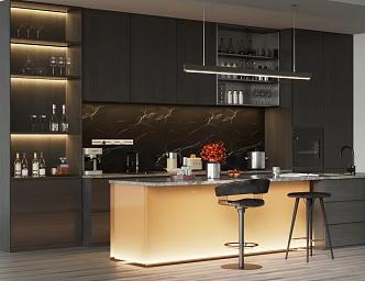 Modern Bar Water Bar Restaurant Bar Chair Acrylic Bar 3d model