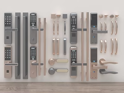 Assorted Door Locks And Hardware With Diverse Designs And Finishes 3d model