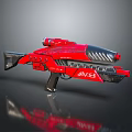 Red Futuristic Sci-Fi Weapon JM3 Featuring Metallic Finish And Streamlined Design 3d model