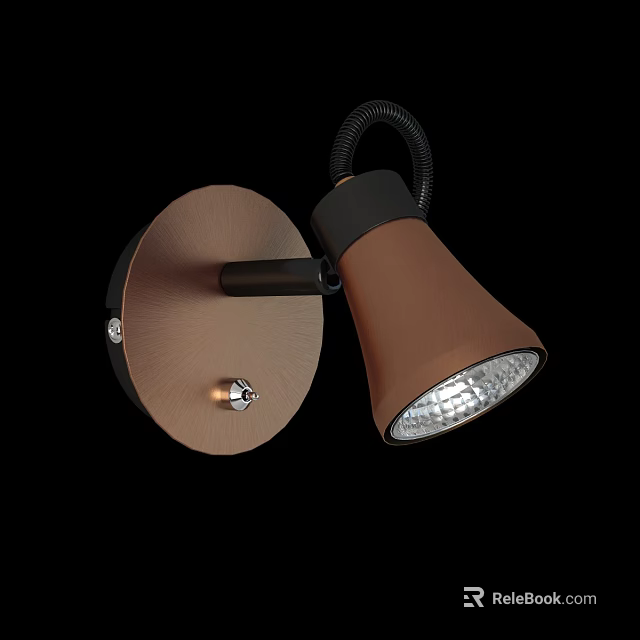 Modern Copper Wall Lamp With Adjustable Conical Shade And Illuminated Design 3d model