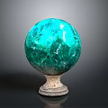 Turquoise Decorative Crystal Sphere With Intricate Texture On Stone Base