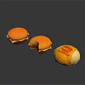 Delicious Juicy Burgers With Bitten One And Burger Logo Packaging