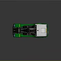 Green Silver Racing Truck with Aerodynamic Design and Sponsor Logos