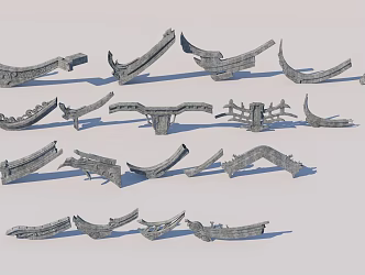 New Chinese-style eaves, cornices, ridge and eaves line combination 3d model