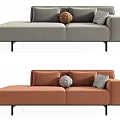 Modern Upholstered Chaise Lounge In Gray And Orange With Decorative Pillows