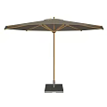 Outdoor Sunshade Umbrella With Wooden Frame Beige Fabric And Stable Base