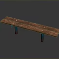 Rustic Wooden Bench With Slatted Design And Metal Legs For Indoor Outdoor Decor
