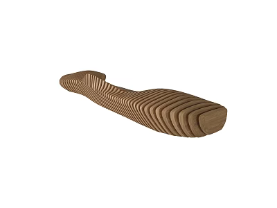 Modern Wooden Outdoor Chair With Curved Wave Like Design For Comfortable Use 3d model