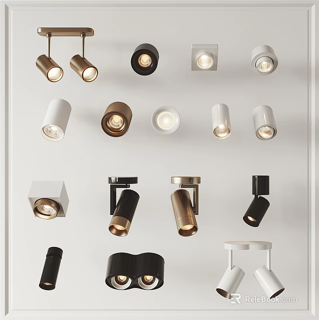 Various Styles Downlights And Spotlights With Modern Design And Colors 3d model 