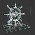 Sailing Ship Wooden Steering Wheel Decorative Model With Base Stand