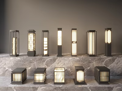 Outdoor Lanterns With Diverse Modern Designs And Bright Illumination For Exterior Decor 3d model