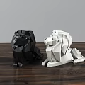 Modern Geometric Animal Ornament Set Black White Minimalist Decorative Figurines for Home Tabletop