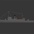 Vintage Ship Model With Detailed Deck Mast And Chimney On Gray Background