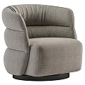 Modern Single Sofa In Beige Fabric With Curved Armrest And Soft Cushion