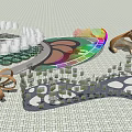3D Landscape Design Model With Architectural Structures Greenery And Colorful Pathways